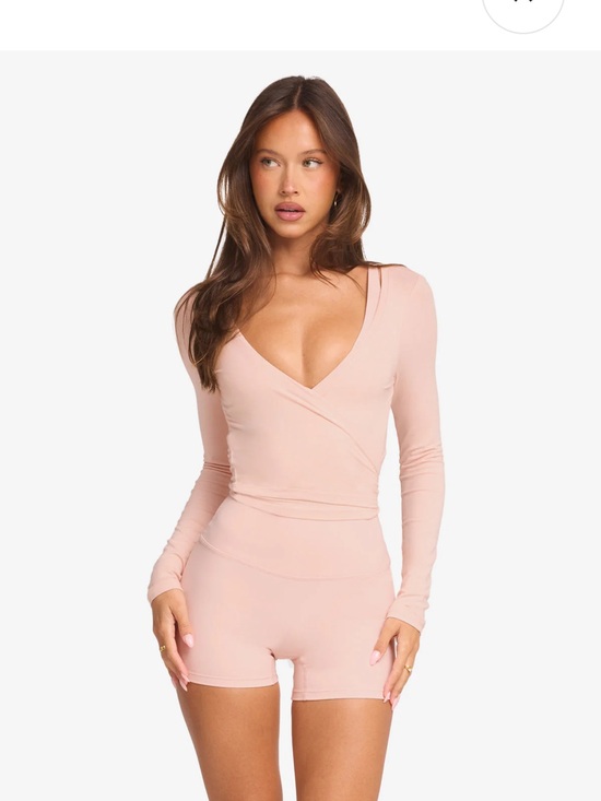 Crop Shop Boutique Tops - Crop Shop Boutique Blush Pink Long Sleeve Wrap Top